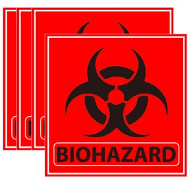 Biohazard Stickers Sign Decals 15 Pcs Waterproof Biohazard Warning Labels - Universal Biohazard Symbol Vinyl Hazardous Materials Warning Stickers for Labs, Hospitals and Industrial Use (6 INCH)