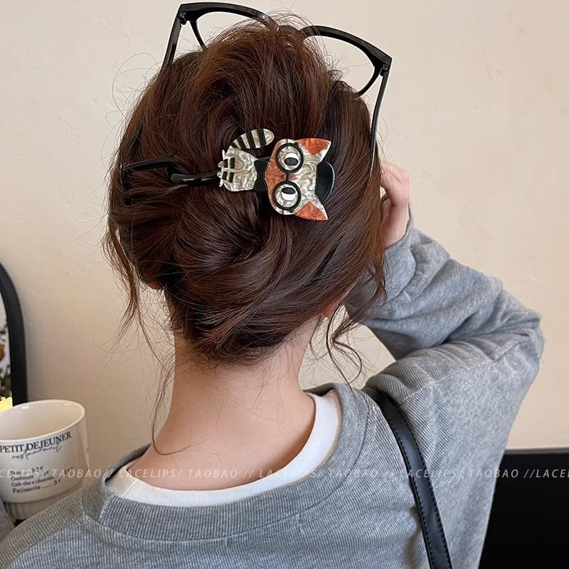 Cute Kitten Hair Clips, Set of 4, Hair Elastic, Silk