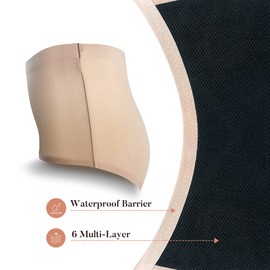 AIRCUTE Absorbent Urinary Incontinence Underwear for Women, Seamless Sanding High Waist Panty for Bladder Leaks Protection 60ML(Beige, Large)