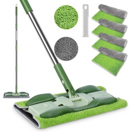 MASTERTOP Microfiber Mop - Flat Floor Mops Wet Dry Dust Mop with 4 Washable Pads & 52.4'' Stainless Steel Handle for Hardwood Laminate Tile Floor Cleaning