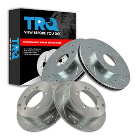 TRQ Performance Brake Rotor Drilled Slotted & Zinc Coated Front & Rear Kit
