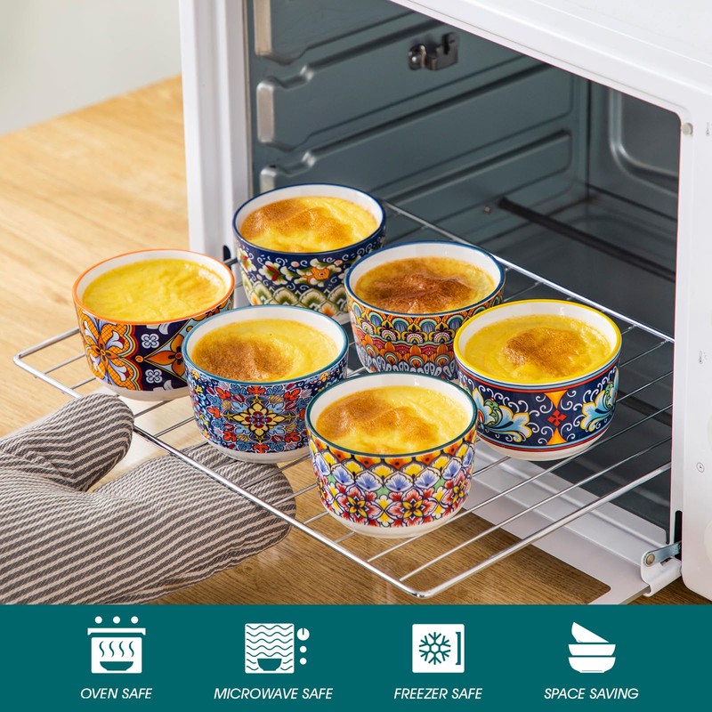 vancasso 6 Oz Ramekins Oven Safe Set of 6, Bohemian