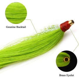 Fishing Bucktail Teaser Saltwater - 12pcs Bucktail Slide Teaser Kit for Fluke Rig Flounder Rig Saltwater Fishing Teasers Plugs 3 Colors