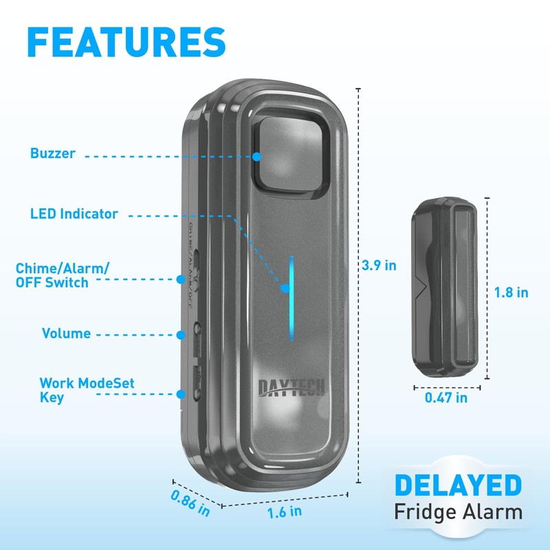 Daytech Refrigerator & Freezer Door Alarm - Adjustable 1-4 Minute