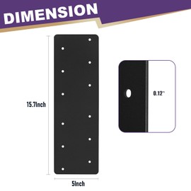 XIHUWZ 2 Pcs 16"x5"Straight Steel Flat Plate,Heavy Duty Mending Plate Joining Brackets, I Shape Strap Metal Plate Fit 4x4,6x6 for Repair House,Furniture,Pavilion,Truss framing