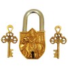 Purpledip Handmade Brass Antique Padlock with Sri Krishna (10013)