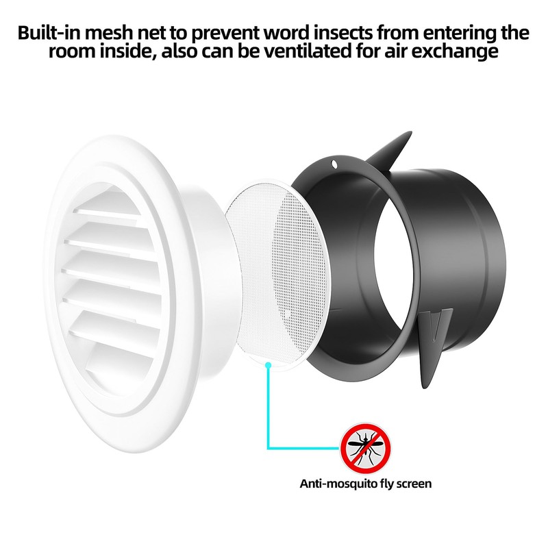 6-inch ABS Vent Cover, White Round Soffit Exhaust Cover Louver
