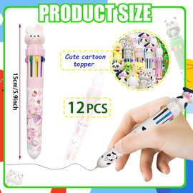 AWEELON 12Pcs Multicolor Pens 10 in 1 Retractable Ballpoint Pens 0.5 mm Animals Ballpoint Pens Gift for Students Animal Shaped Design Shuttle Pens for School Supplies for Kids
