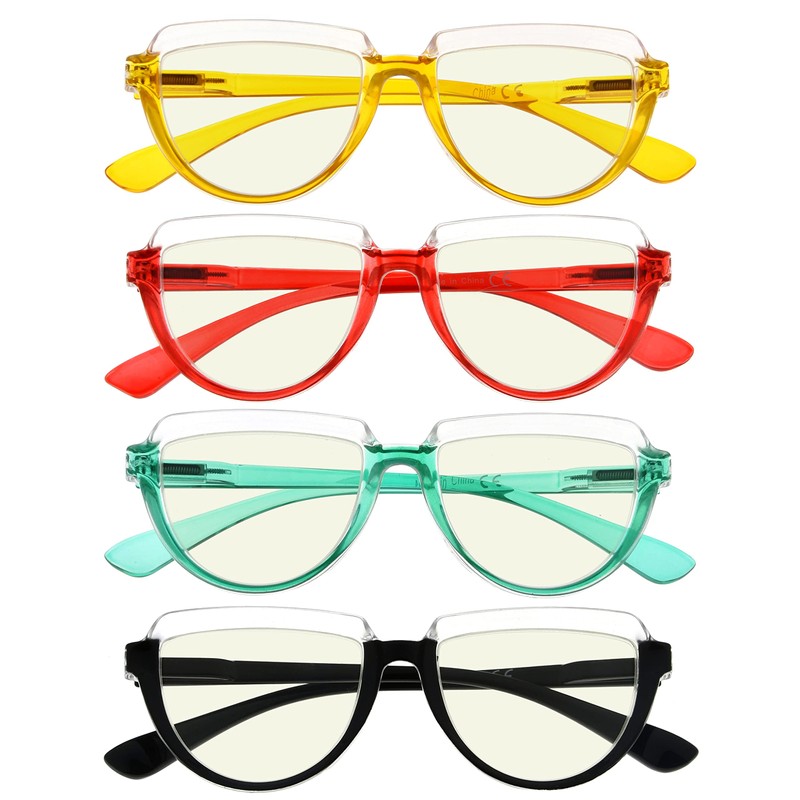 Eyekepper 4 Pack Reading Glasses Blue Light Blocking Half Moon