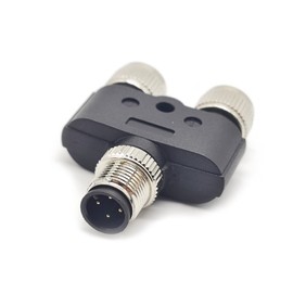FOWIUNYE M12 Y Type Connector, 4 Pin 1 Male to 2 Female A Code Unshiled Adapter Industrial Circular Sensor IP67 Waterproof Field Assembly Wireable Connector