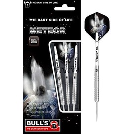 Meteor steel dart made from 80% tungsten. Dart set consisting of 3 darts developed with over 10 variants, different milled barrel variants allow individually pronounced grip level., unisex_adult, Bull's Meteor Mt7 Steel Dart 24g, 13534, Silver / white., 