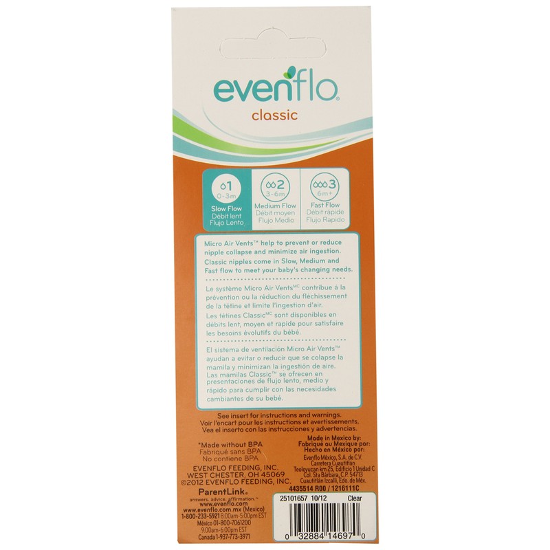 Evenflo Classic Clear Bottle without BPA, 4 Ounce