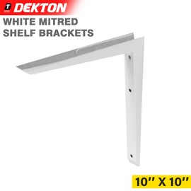 Dekton Mitred Shelf Bracket, Powder Coated, Size: 10"x10"-Heavy Duty Shelf Brackets| Wall Brackets for Shelves| Stainless Steel Triangle| Shelf Support with Screws for Living Room Bedroom Garage