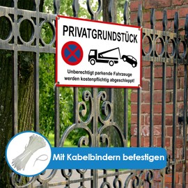 DinAliX Parken Verboten Privatgrundstück Sign| 40 x 30 cm Robust PVC Privatgrundstück Betreten Verboten Sign | Verbietet Das Betreten Ihres Privatgrundstücks