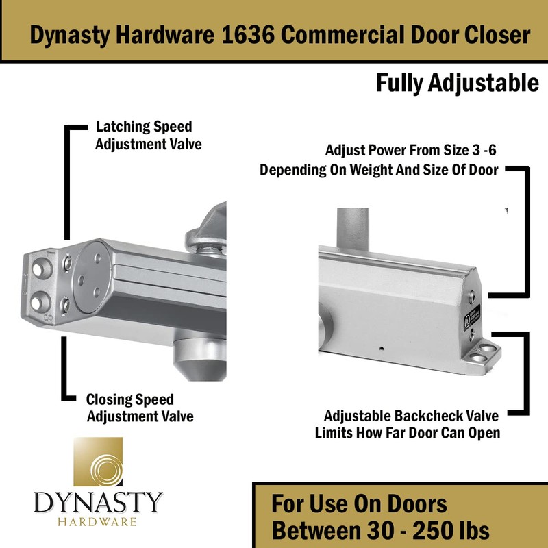 Dynasty Door Closer Adjustable Spring Size 3-6 Hydraulic Automatic Door