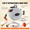 VEVOR Retractable Hose Reel Water Hose Reel 130'x1/2" 180degrees Swivel