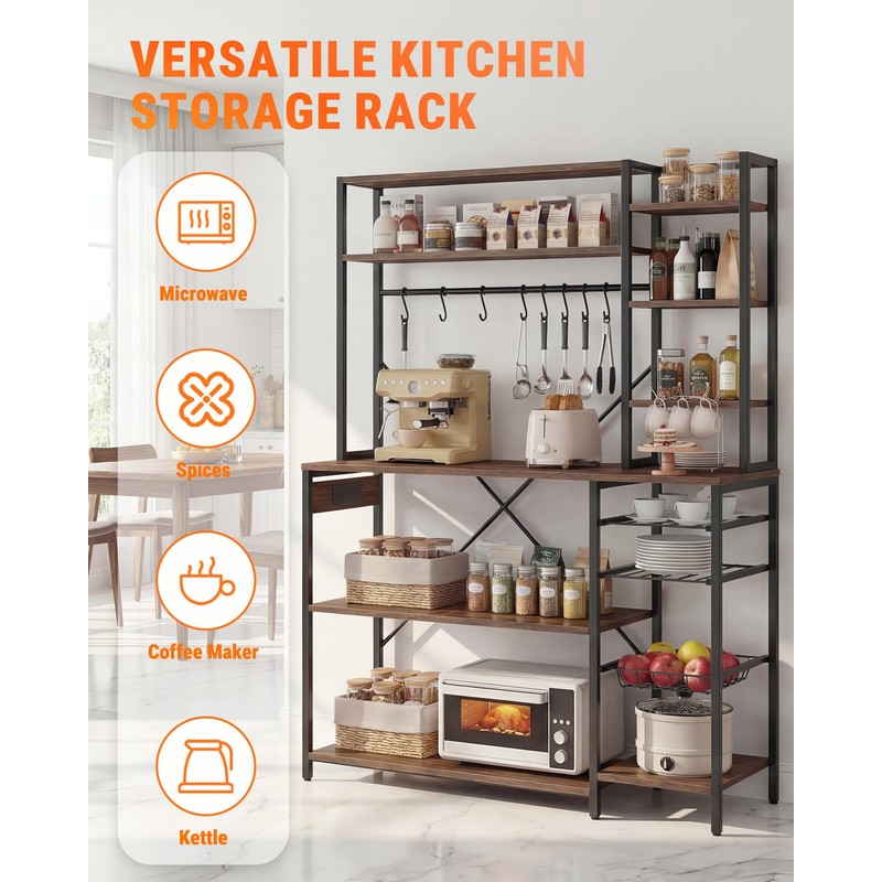 yoopin 4 Tier Bakers Rack with Power Outlets, Microwave Stand