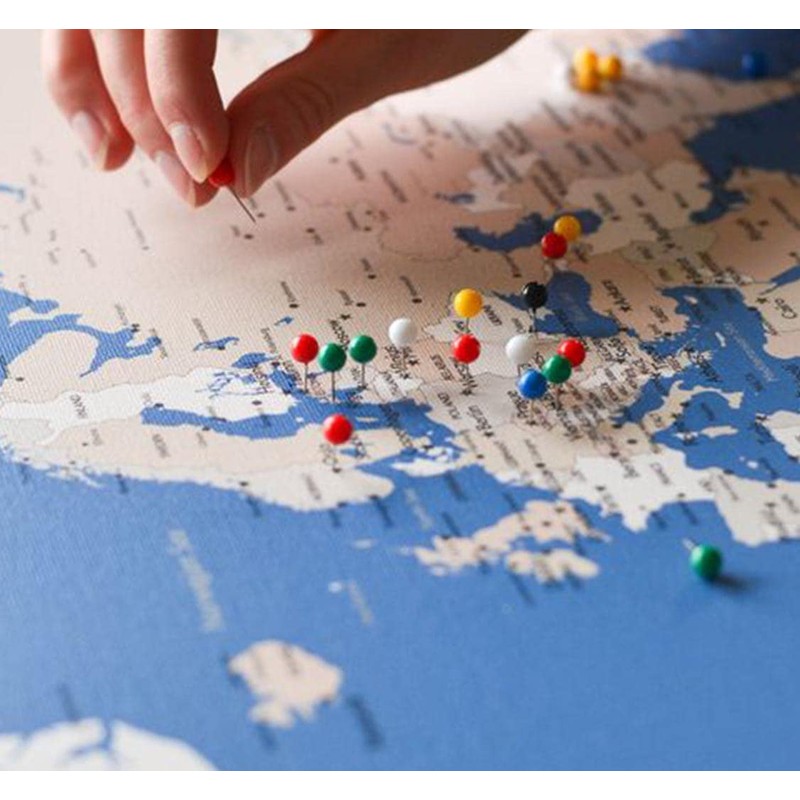 PINEPAN World Map Pin Board Small Red Card 1/8" Thumb