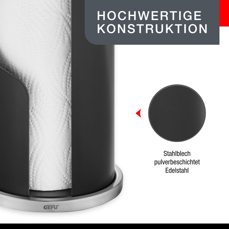 Gefu Curve 15703 Kitchen Roll Holder, Black: Standing Kitchen Roll