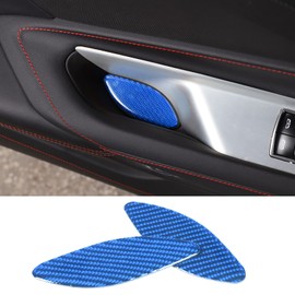 CHEAYAR Soft Real Carbon Fiber Car Door Storage Box Mad Cushion Trim Cover Compatible with Corvette C8 Stingray Z06 Z51 2020 2021 2022 2023 Interior Decoration Accessories (Blue)