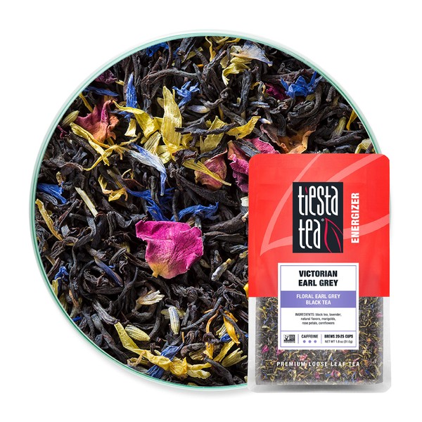 Tiesta Tea - Victorian Earl Grey, Loose Leaf Floral Earl Grey Black Tea, High Caffeine, Hot & Iced Tea, 1.8 oz Pouch - 25 Cups, Natural Flavored, Black Tea Loose Leaf