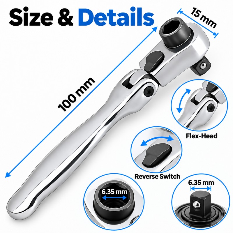 Double-Head Mini Ratchet Wrench – Fast Reversible Socket Tool for
