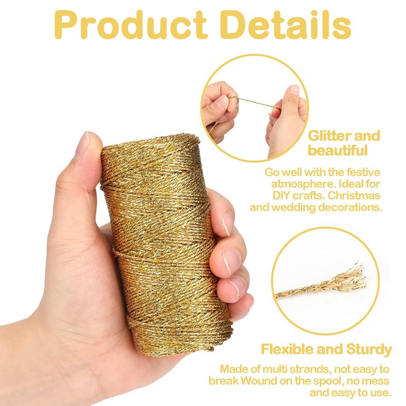 YEWCEP Gold Thread, 2 Rolls of Gold Cord, 1.5 mm