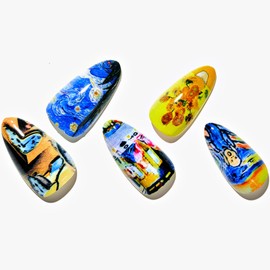 GLAMERMAID Press on Nails Almond, Gel False Nails with Design,24 PCS Glue on Nails,Reusable Acrylic Stick on Nails Tips Manicure Set for Women,Vibrant Palette