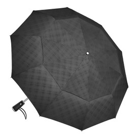 Satol Large Golf Umbrella, Windproof 10 Ribs Automatic Open/Close Oversize Double Canopy Vented Sturdy Portable Folding Umbrella for Travel, UPF 50+ Wind Resistant Sun & Rain Compact Lightweight Umbrellas for Outdoor, Black