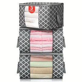 Unbranded 3x Clothes Organizer With Lid Collapsible Large Organizer W/ Carrying Handles