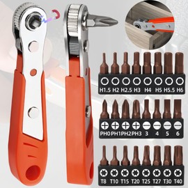 Weploda Magnetic Ratchet Wrench Set, Ratchet Wrench 110 mm, Reversible Ratchet 1/4 Square Drive, Ratchet Wrench Magnetic, Mini Ratchet Wrench for Gadgets, Cars, Homes