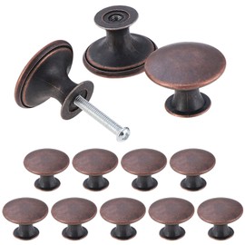 TsunNee 24pcs Vintage Style Chic Drawer Knobs Antique Kitchen Cabinet Handles 30mm Round Furniture Door Knobs Red Bronze