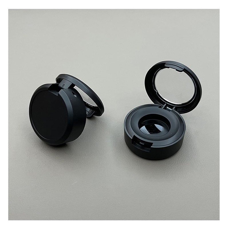 2Pcs Black Empty Eyeshadow Boxes Round Refillable Storage Case Container