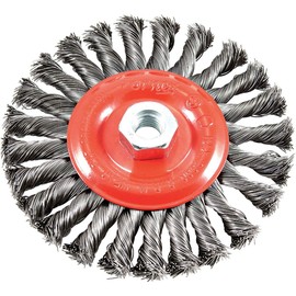 Forney 72758 Wire Wheel Brush, Twist Knot with 5/8-Inch-11 Threaded Arbor, 6-Inch-by-.020-Inch, Color May Vary
