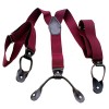 TECHTONGDA Wine Red Button Holes Link Men's Suspenders Elastic Adjust