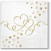20 Napkins Golden Hearts Wedding Love 33 x 33 cm