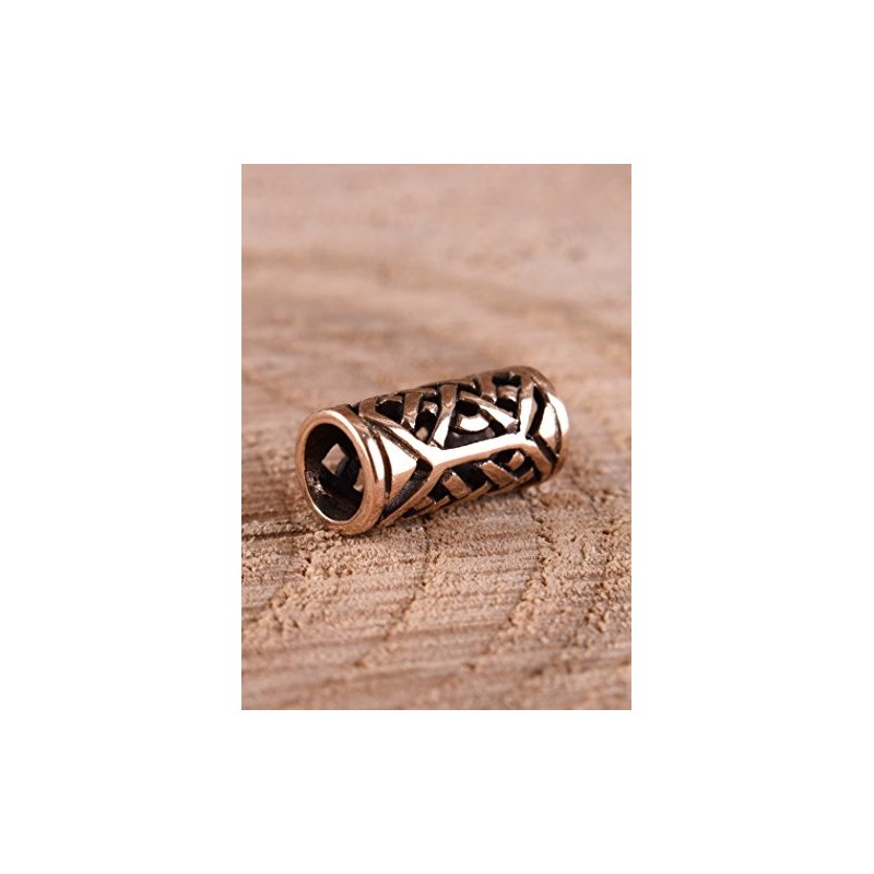 Battle-Merchant Viking Beard Bead for Dreadlocks Bronze with Cable Pattern