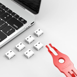 AUCAS USB Port Blocker - Pack of 10, White with Key,Dust and Moisture Proof