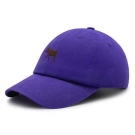 JPAK Moose Premium Dad Hat Embroidered Cotton Baseball Cap Elk Hunting Purple