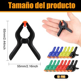 Abrazaderas de Resorte, Pinzas Spring Clamps Mini Plástico Clips En Forma A, Fondo Fotográfico Clips Tela Accesorio Fijación Para Carpintería, 2 Pulgadas, Multicolor (Multicolor 15Pz)