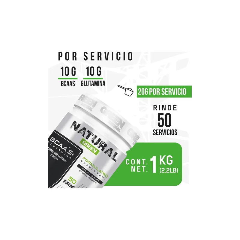 Aminoácidos Bcaas + Glutamina 1kg Green Sabores