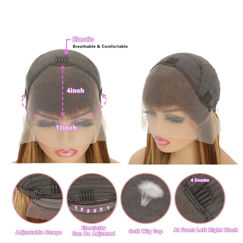 DULOVE Highlight Ombre Deep Wave Lace Front Wigs Human Hair