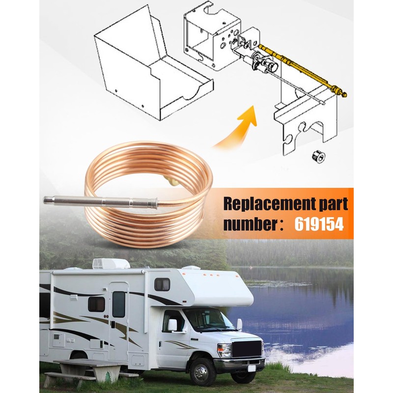 ULXIOM 619154 Thermocouple Compatible with Norcold N300 N300.3 Series RV