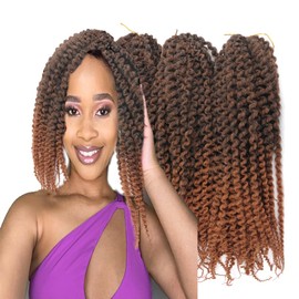 Haolocs 3 Pack/Lot Island Twist Braid Crochet hair 14/18 Inch Pre Stretched Marley Twist Braids hair Soft Afro Twist Braiding Hair Spring Twist crochet Hair Extensions (#T1b/30, 14 Inch)