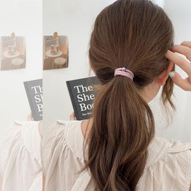 Natunofu Hair Rubber for Kids, Cute, Stylish, Adults, Metal Fittings, Non-Tracing, Thin, Stylish, Hair Elastic Accessories, Cute, Hair Ornament, Pearl, Bundled Hair, Kids Accessories, Set of 10