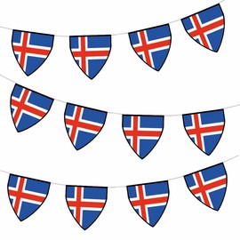 AK Giftshop Iceland Pennant Flag Bunting Birthday Wedding Events Decorations - 12pcs / 2.5m Ribbon