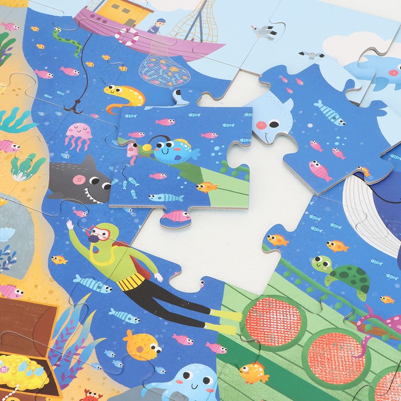 Cartoon Ocean Forest Puzzle Building Blocks Educational Toy Set with