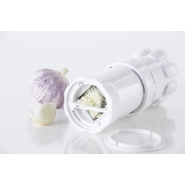 Genius A19169 Garlic Cutter G5 High-Quality Garlic Press Dishwasher Safe Ideal Kitchen Aid Cutting Garlic Press Garlic Mill, Plastic, White
