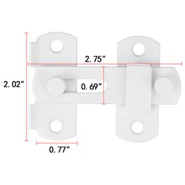 Wocoe 5 Packs Barn Door Latches，2.75"x 2.02"Matte White Stainless Steel Flip Latch for Gate & Bi-fold Doors，Secure Sliding Door Lock，Versatile Use for Wine Cabinets,Closets,and More，Sleek White Finish