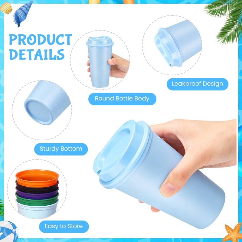 EVELOMO 24 Pack Reusable Coffee Cups with Lids - 16